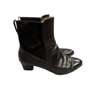 Salvatore Ferragamo Women's Size 9 Black Leather  Fregio Calf Shoes Boots